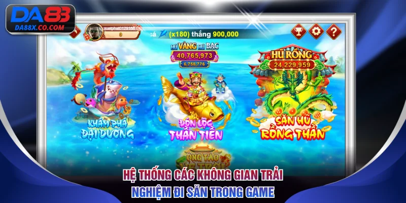 Hệ thống các không gian trải nghiệm đi săn trong game