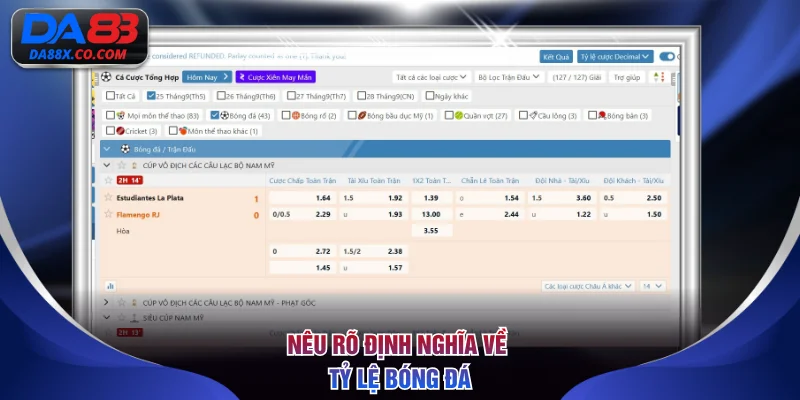 Nêu rõ định nghĩa về tỷ lệ bóng đá